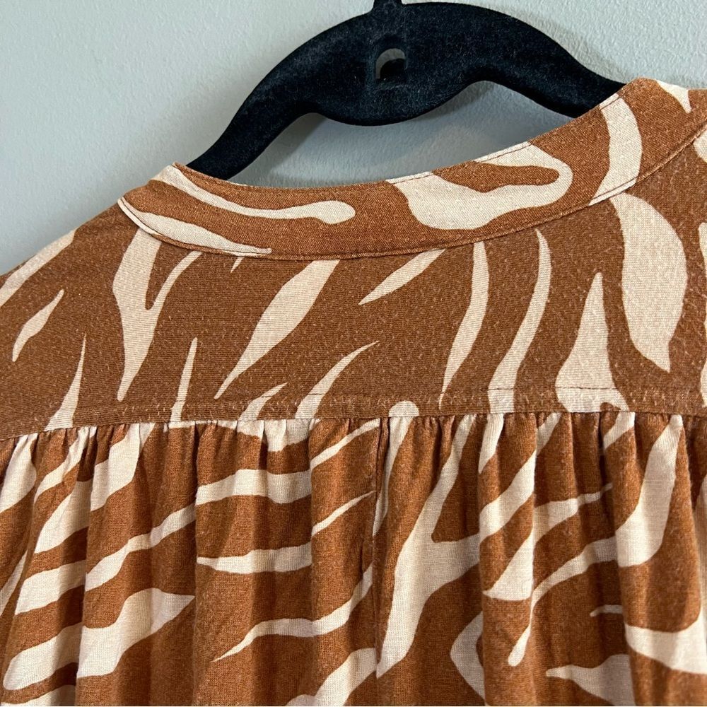 ✨ Anthropologie Maeve Windham‎ Tiger Striped Henley Top Small - Picture 12 of 14